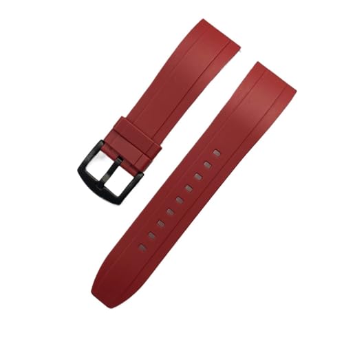 DSSLLY CAREG Hochwertiges Gummi-Uhrenarmband, 20 mm, 22 mm, 24 mm, Schnellverschluss, Silber/Schwarz, Knopf-Armband, Herren-Tauch-Silikon-Uhrenarmbänder Durable (Color : Red black, Size : 22mm) von DSSLLY