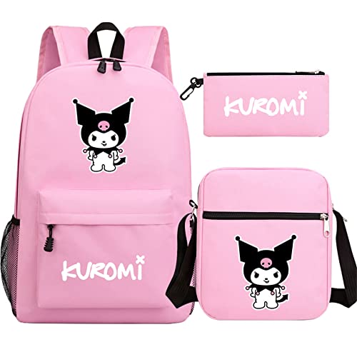 DSTLKJDRJK Kuromi 3-in-1-Rucksack-Set für Mädchen, Schulanfang, leichter Rucksack + Schultertasche + Federmäppchen, Farbe 2, Einheitsgröße, Daypack Rucksäcke DSTLKJDRJK Kuromi 3-in-1-Rucksack-Set für Mädchen, Schulanfang, leichter Rucksack + Schultertasche + Federmäppchen, Farbe 2, Einheitsgröße, Daypack Rucksäcke von DSTLKJDRJK