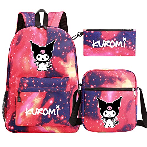 DSTLKJDRJK Kuromi 3-in-1-Rucksack-Set für Mädchen, Schulanfang, leichter Rucksack + Schultertasche + Federmäppchen, Farbe 5, Einheitsgröße, Daypack Rucksäcke DSTLKJDRJK Kuromi 3-in-1-Rucksack-Set für Mädchen, Schulanfang, leichter Rucksack + Schultertasche + Federmäppchen, Farbe 5, Einheitsgröße, Daypack Rucksäcke von DSTLKJDRJK