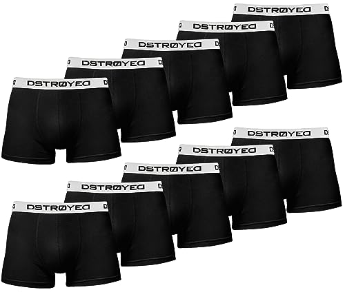 DSTROYED ® Boxershorts Herren 10er Pack S-5XL Unterhosen Männer Unterwäsche Men (4XL, 515b 10er Set Schwarz) von DSTROYED
