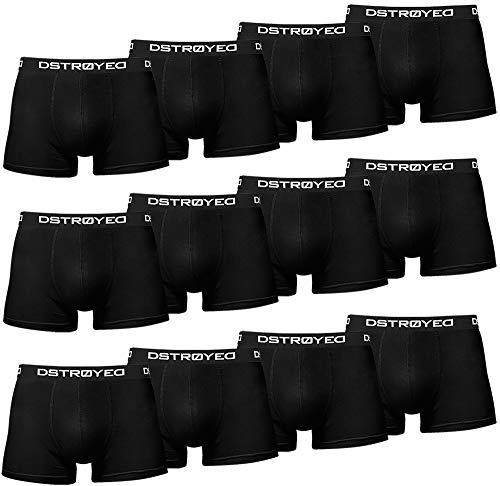 DSTROYED Boxershorts Men Herren 12er Pack Unterwäsche Unterhosen Männer Retroshorts 318 (XL, 318b 12er Set Schwarz) von DSTROYED