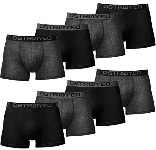 DSTROYED ® Boxershorts Men Herren 8er Pack Unterwäsche Unterhosen Männer Retroshorts 316 (XXL, 316e 8er Set Schwarz-Anthrazit) von DSTROYED