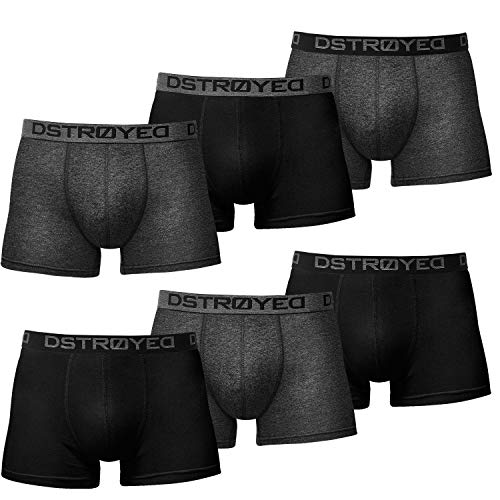 DSTROYED ® Boxershorts Men Herren 6er Pack Unterwäsche Unterhosen Männer 606 (L, 606e 6er Set Anthrazit/Schwarz) von DSTROYED
