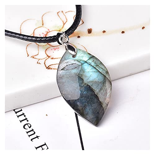 DSXJEZNJ natural stone pendant 1 STÜCK Einfache Labradorit Blattform Anhänger Natürliche Rohkristalle Heilstein Unisex Halsketten Damen Geschenk von DSXJEZNJ