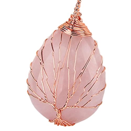 DSXJEZNJ natural stone pendant 1 STÜCK Natürlicher Kristall Anhänger Baum des Lebens Mondform Stein Ornamente Quarz Schmuckstein for Männer Frauen Schmuck Geschenk von DSXJEZNJ