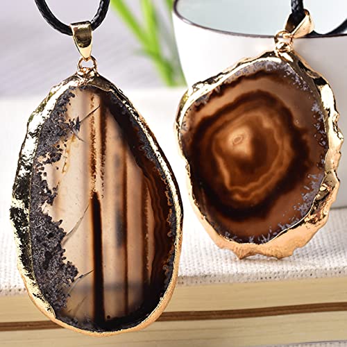 DSXJEZNJ natural stone pendant 1 stück Natürliche Achat Tabletten Anhänger Bunte Edelstein Quarz Erz Probe for Männer Frauen Schmuck Mode Souvenir (Color : Nero, Size : 1pc height 1.97-2.36in) von DSXJEZNJ