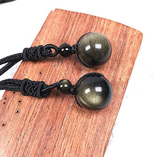 DSXJEZNJ natural stone pendant Heilstein 1pc Goldener Obsidian 15mm Perle Anhänger Halskette Drop Shipping Viel Glück Schmuck for Frau Männer Balance Edelstein Dekoration von DSXJEZNJ