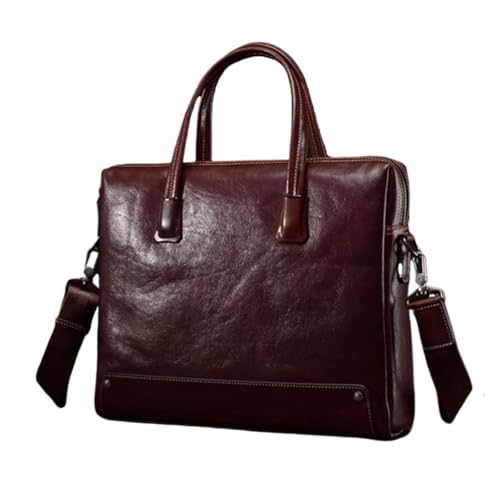DSYZVEIW Herren-Tragetaschen Aktentaschen Handtaschen Messenger-Schultertaschen Echtes Leder Gepäck Laptop-Taschen(Brown) von DSYZVEIW