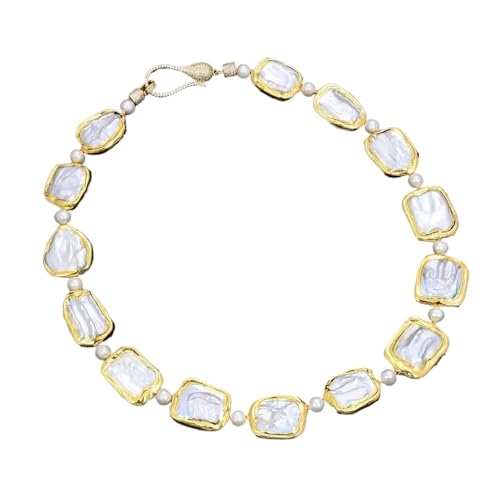 DSZUJTYROP 18.5" White Square Gold Plated Chokers Necklace For Women von DSZUJTYROP