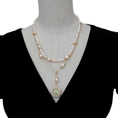 DSZUJTYROP Cultured White Pearl 23mm Green Necklace Earrings Set Gemstone Jewelry Set DSZUJTYROP Cultured White Pearl 23mm Green Necklace Earrings Set Gemstone Jewelry Set von DSZUJTYROP