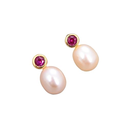 DSZUJTYROP Freshwater Cultured Rice Drop Stud Cubic Pave Earrings von DSZUJTYROP
