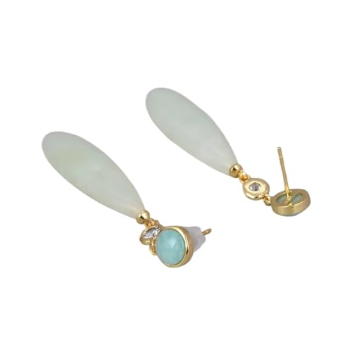 DSZUJTYROP Green Jade Teardrop Crystal Stud Earrings Ethnic Style Lady Gift Jewelry von DSZUJTYROP