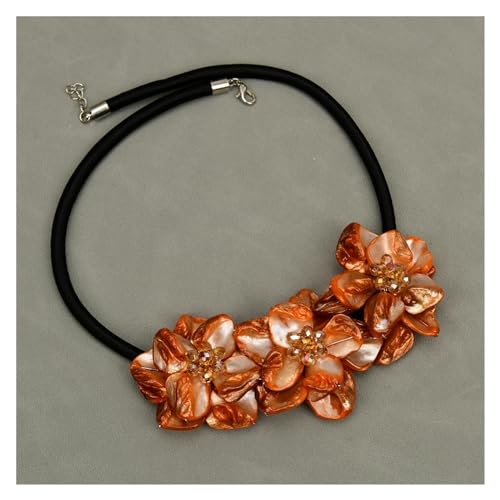 DSZUJTYROP Handgemachte Halskette Natürliche Orange Muschel Blume Kristall Edelsteine ​​Stein Mix Farbe Muti Form Perlenkette for Dame von DSZUJTYROP