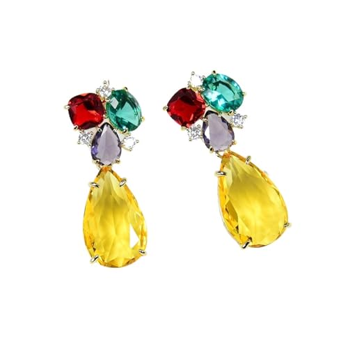 DSZUJTYROP Mix Color Glass Crystal Paved Drop Engagement Earrings Flower Stud Earrings Lady Jewelry von DSZUJTYROP