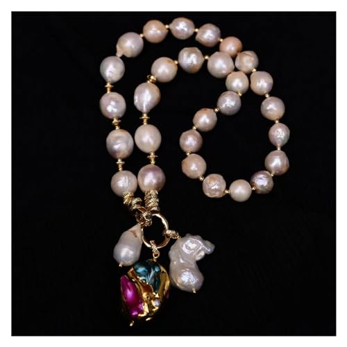 DSZUJTYROP Natual Fault Faced White Keshi Pearl Multi Shape Pearl Pendant Halskette von DSZUJTYROP