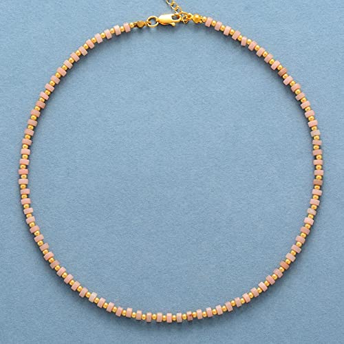 DSZUJTYROP Simple Choker Necklaces Fashionable Women Beaded Collar Necklace Designer Jewelry(Pink Opal) von DSZUJTYROP