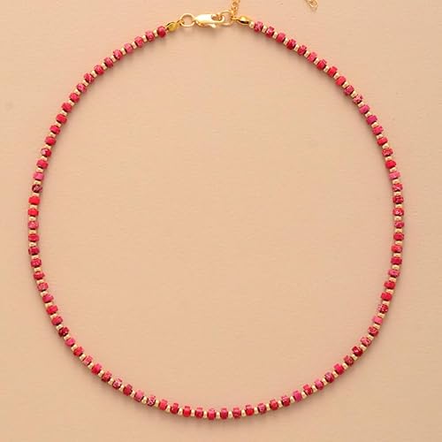 DSZUJTYROP Simple Choker Necklaces Fashionable Women Beaded Collar Necklace Designer Jewelry(Red Jasper) von DSZUJTYROP