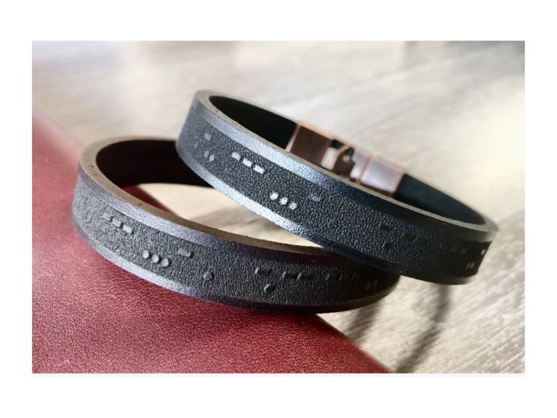Personalisierte Herren Armband 3D Morse-Code Echtleder Gravierte Nachricht Geschenke Für Männer Morse-Code-Armband von DSaying