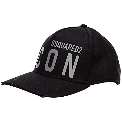 DSQUARED2 Icon Baseballcap Logo Cap Kappe Basebalkappe Hat Black Silver von DSquared
