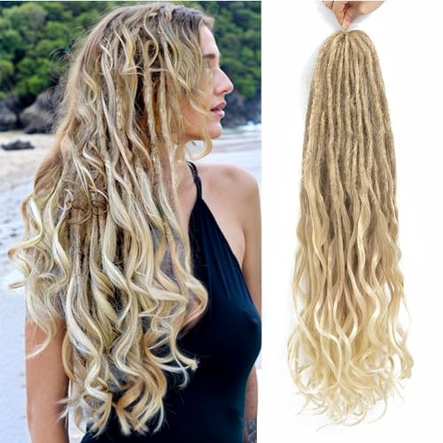 DT CHERYL Loose Wave Dreadlocks 24 Zoll 10 Stränge Double Ended Dreadlock Extensions With French Curly Ends, 0,6CM Thin Synthetic Curly DE Dreadlock Extensions for Women (27/613#, 24 inch 10 Strands) DT CHERYL Loose Wave Dreadlocks 24 Zoll 10 Stränge Double Ended Dreadlock Extensions With French Curly Ends, 0,6CM Thin Synthetic Curly DE Dreadlock Extensions for Women (27/613#, 24 inch 10 Strands) von DT CHERYL