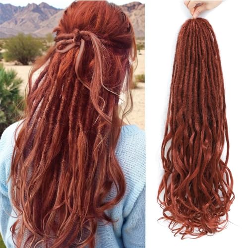 DT CHERYL Loose Wave Dreadlocks 24 Zoll 10 Stränge Double Ended Dreadlock Extensions With French Curly Ends, 0,6CM Thin Synthetic Curly DE Dreadlock Extensions for Women (350#, 24 inch 10 Strands) von DT CHERYL