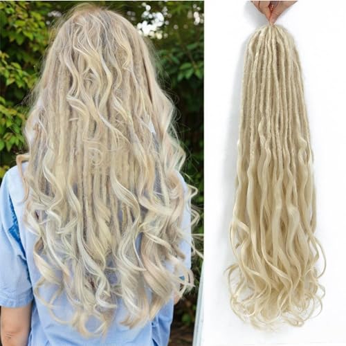DT CHERYL Loose Wave Dreadlocks 24 Zoll 10 Stränge Double Ended Dreadlock Extensions With French Curly Ends, 0,6CM Thin Synthetic Curly DE Dreadlock Extensions for Women (613#, 24 inch 10 Strands) von DT CHERYL
