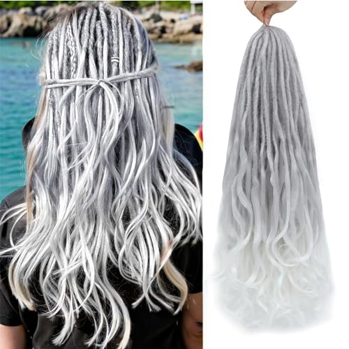 DT CHERYL Loose Wave Dreadlocks 24 Zoll 10 Stränge Double Ended Dreadlock Extensions With French Curly Ends, 0,6CM Thin Synthetic Curly DE Dreadlock Extensions for Women (G60#, 24 inch 10 Strands) von DT CHERYL