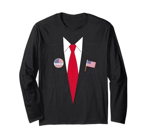 Donald Trump Anzug und Krawatte Halloween Kostüm Langarmshirt von DT Suit PS