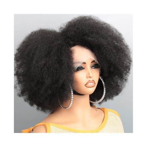 Echthaarperücken Lockige Lace Front Perücke Bob Echthaar Natürlicher Haaransatz 13X4X2 Kurze Perücken 250% Dichte Perücken für Frauen von DTACBNEUZ