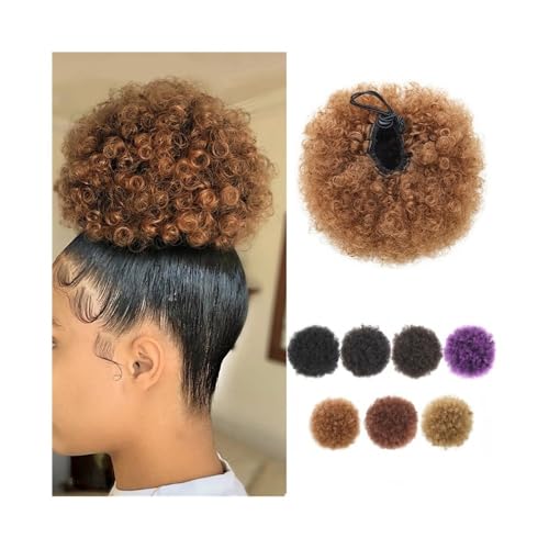 Haarknoten-Perücke WIGSIN Synthetic Afro Puff Short Kinky Curly Hair Bun Drawstring Wrap Clip in Ponytail Updo Hair Extension Hairpiece for Women Haarknoten für Damen(1B) von DTACBNEUZ