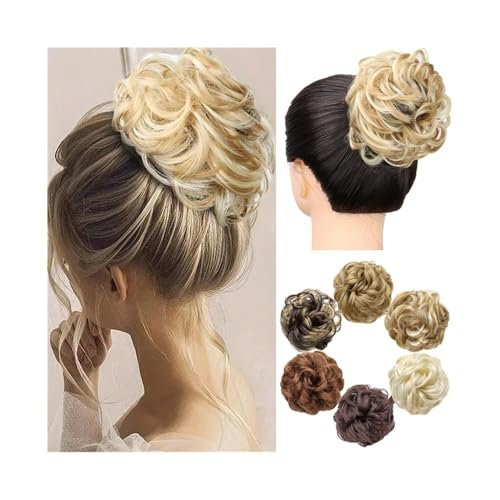 Haarknoten-Perücke WIGSIN Synthetic Rubber Bands Clip Messy Bun Ponytail Extensions Short Curly Chignon Tousled Updo Hairpieces for Women Girls Haarknoten für Damen(4H27) von DTACBNEUZ