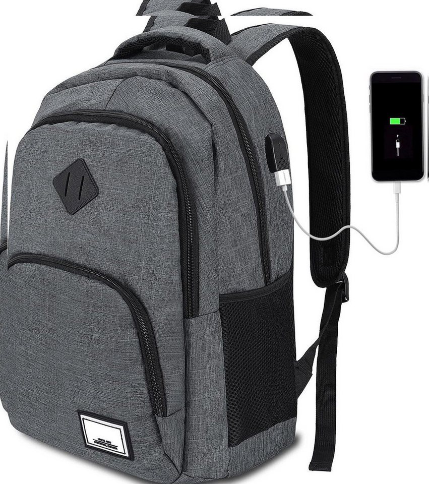 DTC GmbH Laptoprucksack Businesstaschen Rucksäcke Schulrucksack Wasserbeständig Laptoptasche, mit USB-Lade-Anschluss, mit Laptopfach, Für Laptop bis 15,6,16 Zoll von DTC GmbH