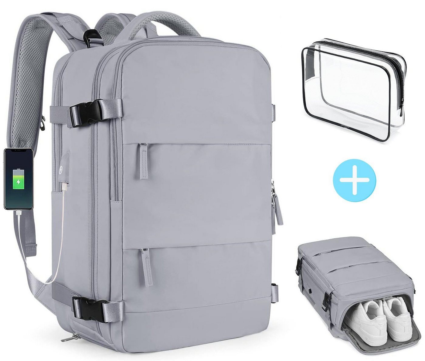 DTC GmbH Reiserucksack Lässiger Rucksack Damen und Herren, Reiserucksack wasserdicht mit (USB-Lade-Anschluss für 15,6 laptop, (Schuhfach, Backpack mit), Laptopfach, Freizeitrucksacke, Schulrucksack), Airline Approved" von DTC GmbH