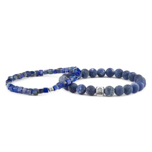 DTCH.FIT Edelstein Armband Herren Paul Blau 8mm Sodalit und 4mm Lapislazull – Einheitsgröẞe von DTCH.FIT