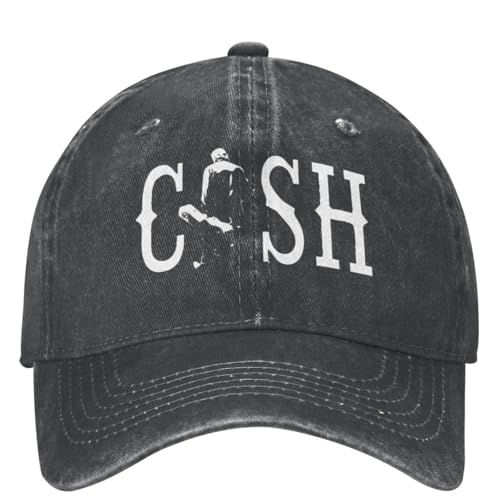 DTDSWNCD Imprissive Vintage Johnny Cash Walking Out Musiker Baseballmützen Unisex Denim Getragen Gewaschen Outdoor Hüte Frisch von DTDSWNCD