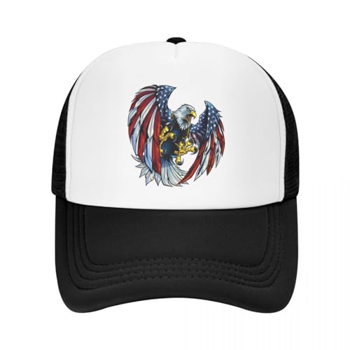 Beeindruckender Adler mit Flagge Fliege Mesh Netz Trucker Hut Männer Frauen KPOP Streetwear Hüte Cool von DTDSWNCD