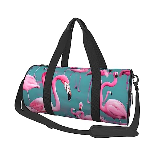 A Flock of Flamingos Runde Große Kapazität Faltbare Seesack für Damen Herren Gym Tote, Sport Duffel., Schwarz , Einheitsgröße von DTGPRO