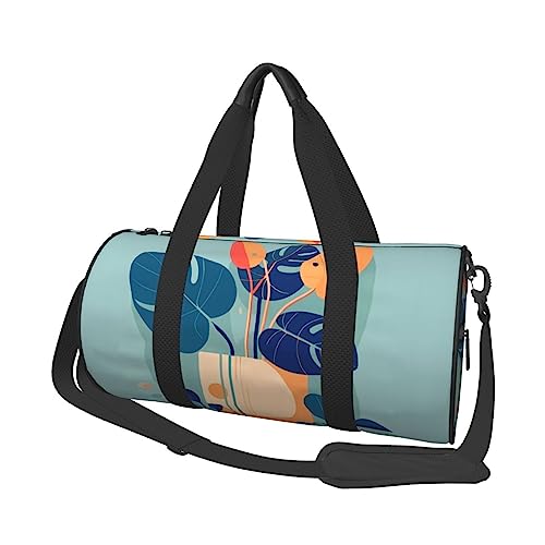 Blau-orange Turtleback Bambus Runde Große Kapazität Faltbare Seesack für Damen Herren Gym Tote, Sport Duffel., Schwarz , Einheitsgröße von DTGPRO