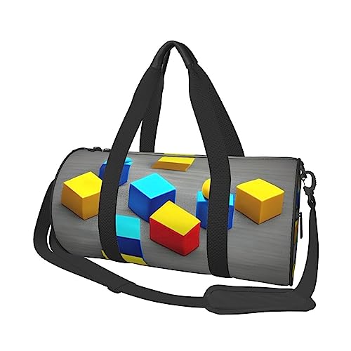 Bunte Blöcke & * Runde große Kapazität faltbare Seesack für Damen Herren Gym Tote, Sport Duffel., Schwarz , Einheitsgröße von DTGPRO