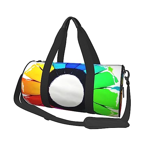 Bunte Kreide Kreise Runde Große Kapazität Faltbare Seesack für Damen Herren Gym Tote, Sport Duffel., Schwarz , Einheitsgröße von DTGPRO