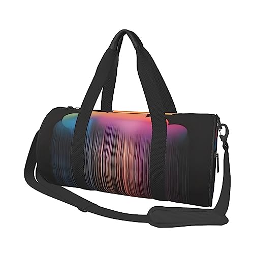 Bunter Regenbogen, rund, große Kapazität, faltbare Reisetasche für Damen und Herren, Sporttasche, Sporttasche., Schwarz , Einheitsgröße von DTGPRO