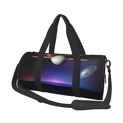 Cosmic Saturn&* Runde große Kapazität faltbare Seesack für Damen Herren Gym Tote, Sport Duffel., Schwarz , Einheitsgröße von DTGPRO