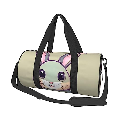 Cute Little Bunny & * Round Large Capacity Foldable Seesack for Women Men, Gym Tote, Sports Duffel., Schwarz , Einheitsgröße von DTGPRO