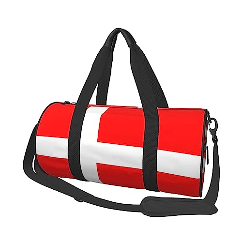 Dänemark Dänische Flagge & * Runde große Kapazität faltbare Seesack für Damen Herren Gym Tote, Sport Duffel., Schwarz , Einheitsgröße von DTGPRO