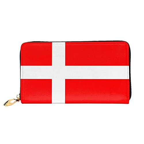 Dänemark dänische Flagge & Damen Geldbörse mit Reißverschluss und mehreren Kartenfächern. Münzfach mit Reißverschluss., Schwarz , Einheitsgröße von DTGPRO