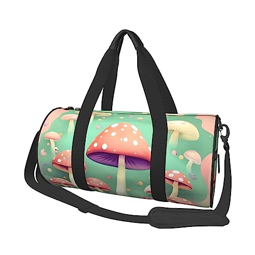 Dream Mushroom&* Runde große Kapazität faltbare Seesack für Damen Herren Gym Tote, Sport Duffel., Schwarz , Einheitsgröße von DTGPRO