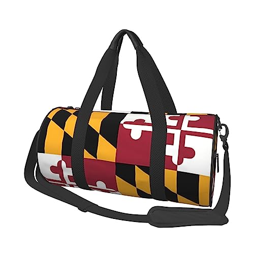 Flagge von Maryland Runde Große Kapazität Faltbare Seesack für Damen Herren Gym Tote, Sport Duffel., Schwarz , Einheitsgröße von DTGPRO