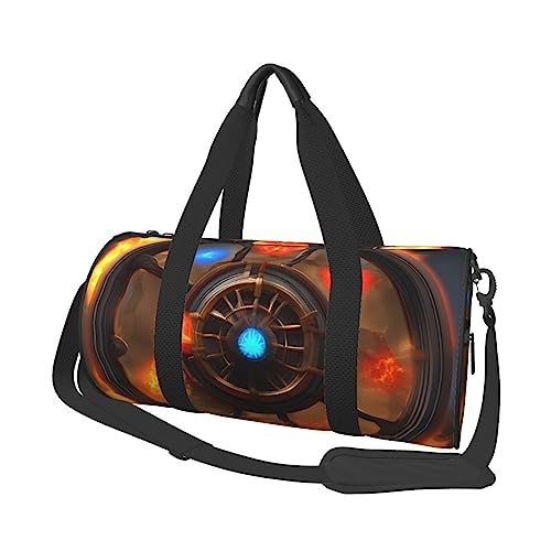 Flaming Flywheel & * Round Large Capacity Foldable Duffel Bag for Women Men, Gym Tote, Sports Duffel., Schwarz , Einheitsgröße von DTGPRO