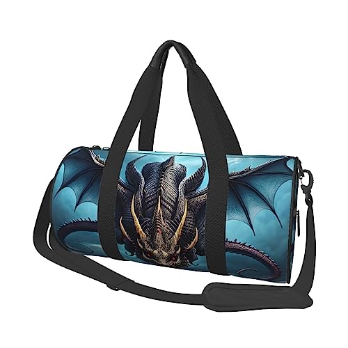 Flying Dragon & * Round Large Capacity Foldable Seesack for Women Men, Gym Tote, Sports Duffel., Schwarz , Einheitsgröße von DTGPRO