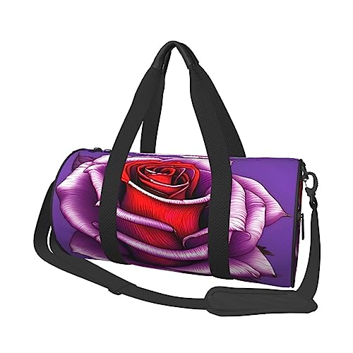 Fuchsia Rose & * Runde große Kapazität faltbare Seesack für Damen Herren Gym Tote, Sport Duffel., Schwarz , Einheitsgröße von DTGPRO